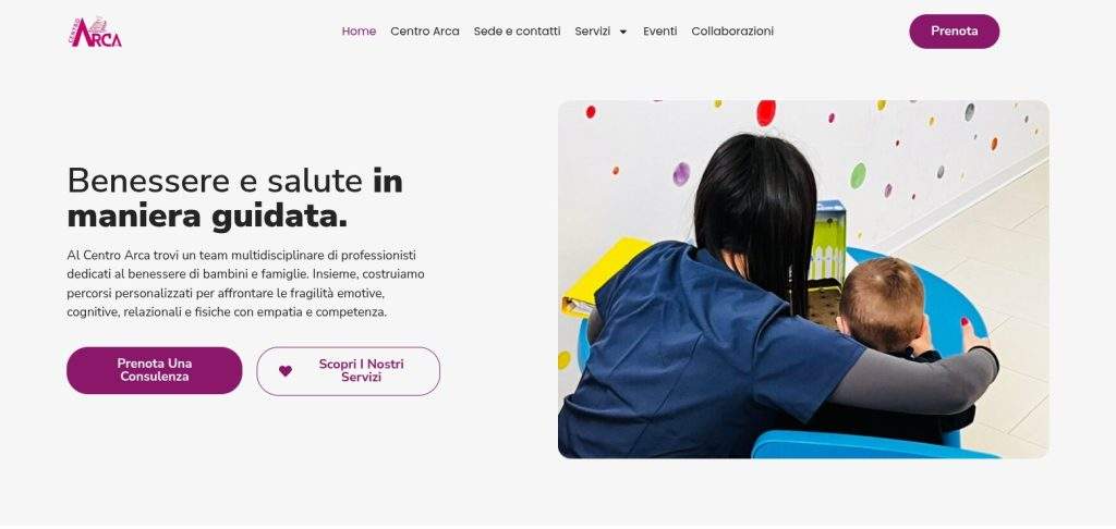 Home page del sito di Centro Arca a San Pietro Clarenza