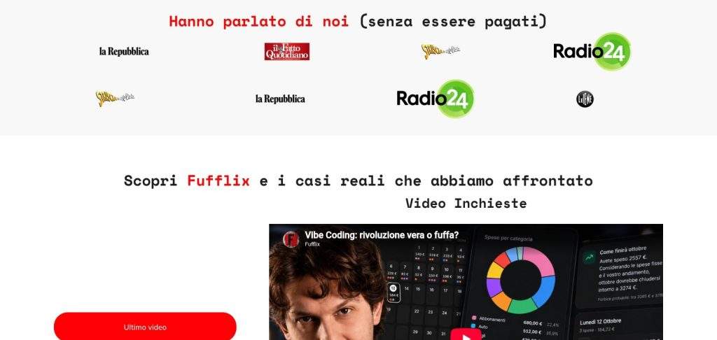 Sezione Hanno parlato di noi e video inchieste