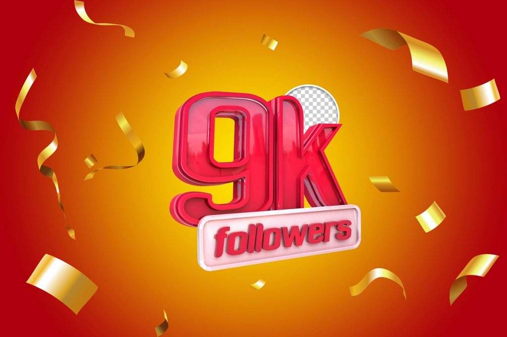 Grafica con la scritta 9k followers