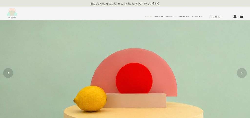 Home page di Le Forme Atelier con la lampada MODULA