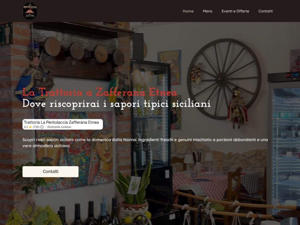 Home page del sito della Pentolaccia realizzato da Prioloweb