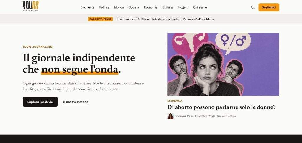 Home page del giornale YOUng